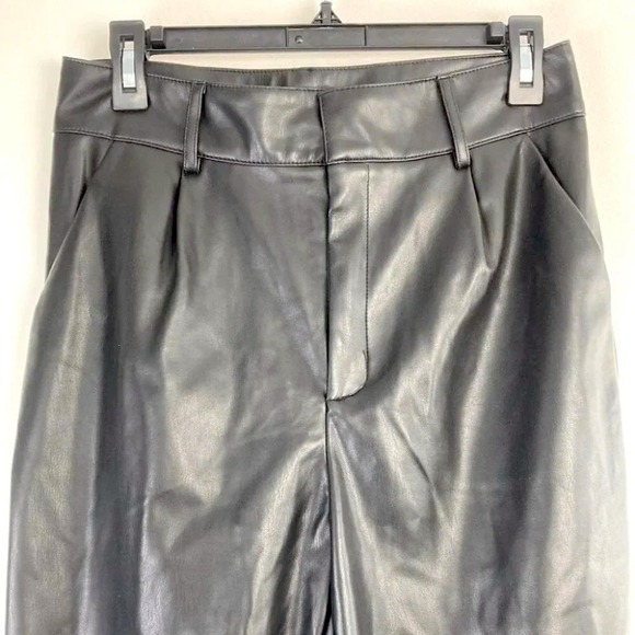 ShoeDazzle Pants 6 8 Medium High Rise Black Faux Leather Slim Stretchy Moto - Picture 8 of 11